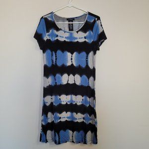 Gray, Black, & Blue Tie Dye T-Shirt Dress